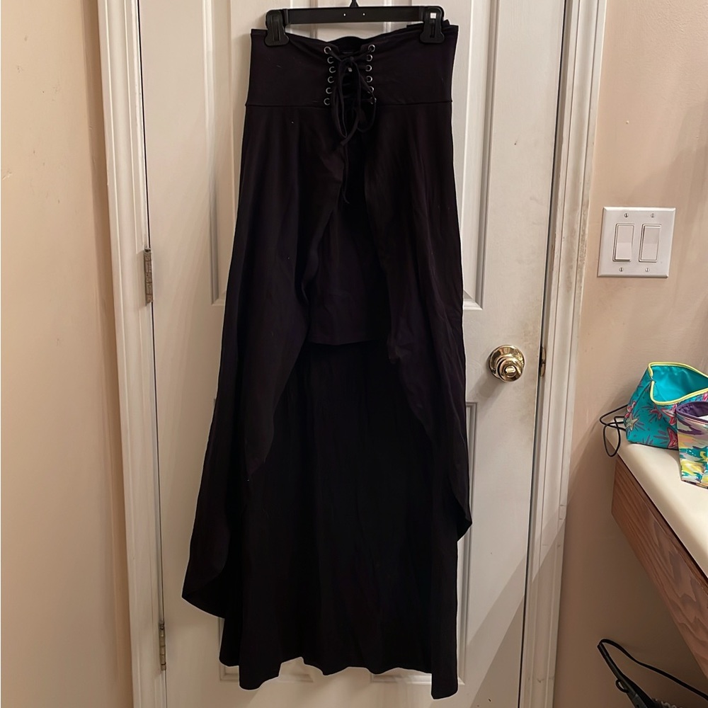 Black High-Low Corset Front Skirt from Hot Topic